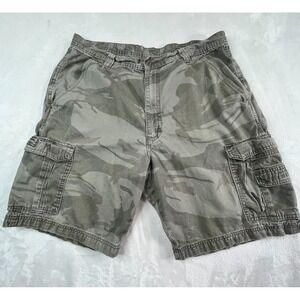WRANGLER Mens 36 Shorts Cargo Pocket Green Camouflage 9" inseam
